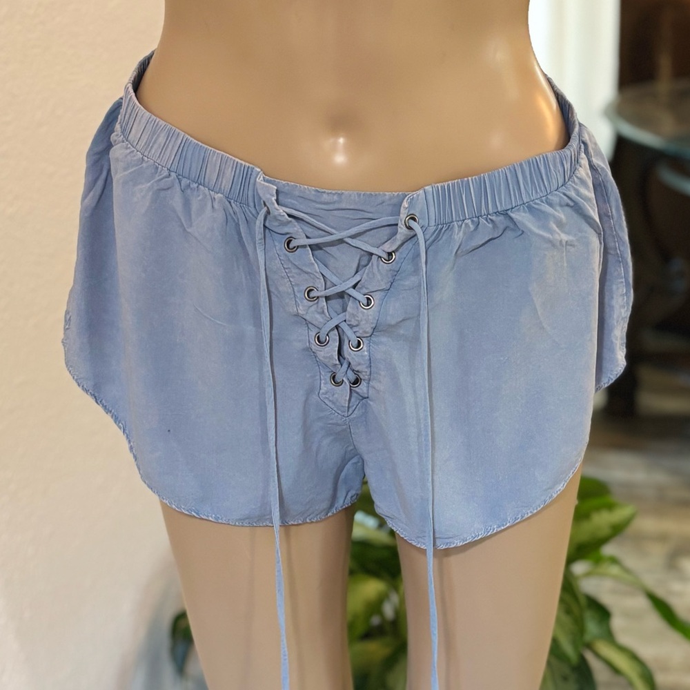 BEAR DANCE Women’s Lace Up Boxer Shorts in Sky Blue